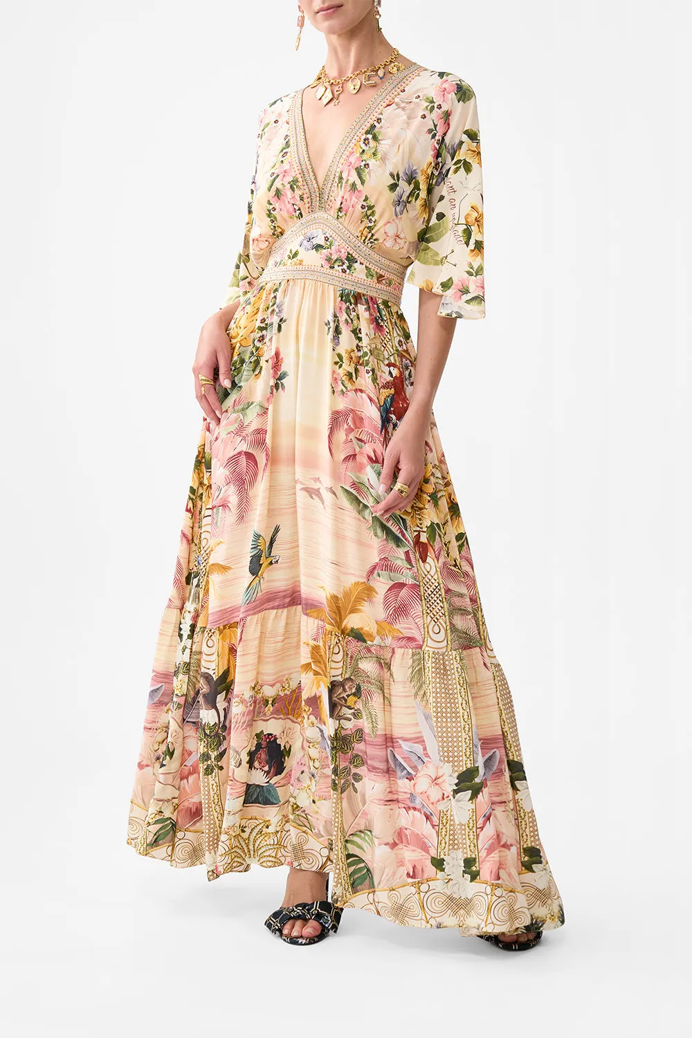 WAISTED DRESS WITH HEM RUFFLE WELCOME TO THE WHITE LOTUS sold by Camilla