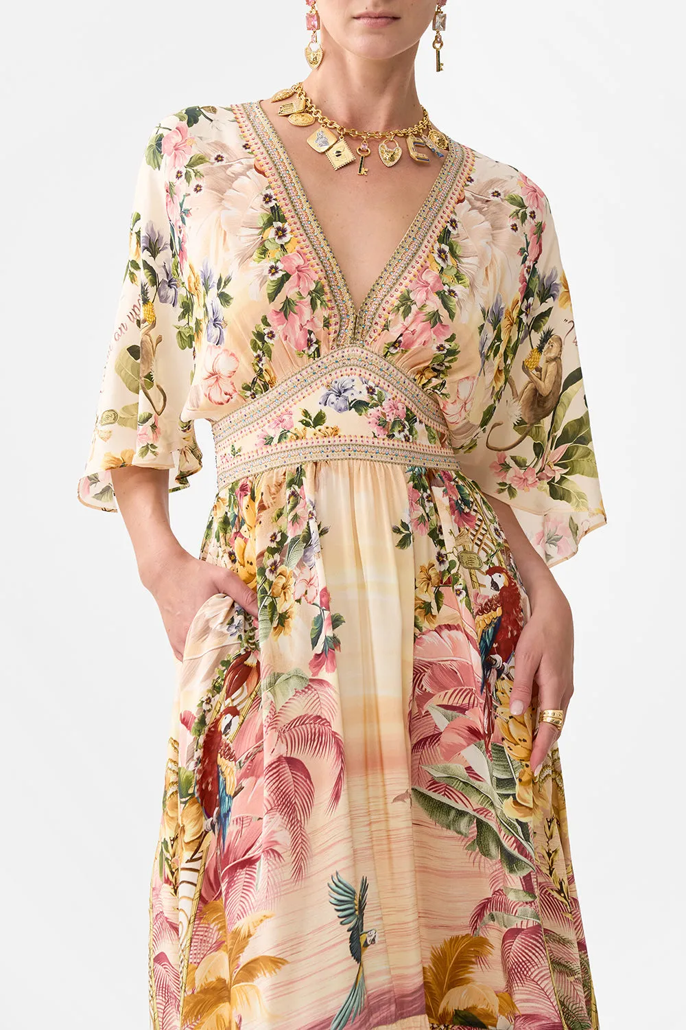 WAISTED DRESS WITH HEM RUFFLE WELCOME TO THE WHITE LOTUS sold by Camilla product image thumbnail 5