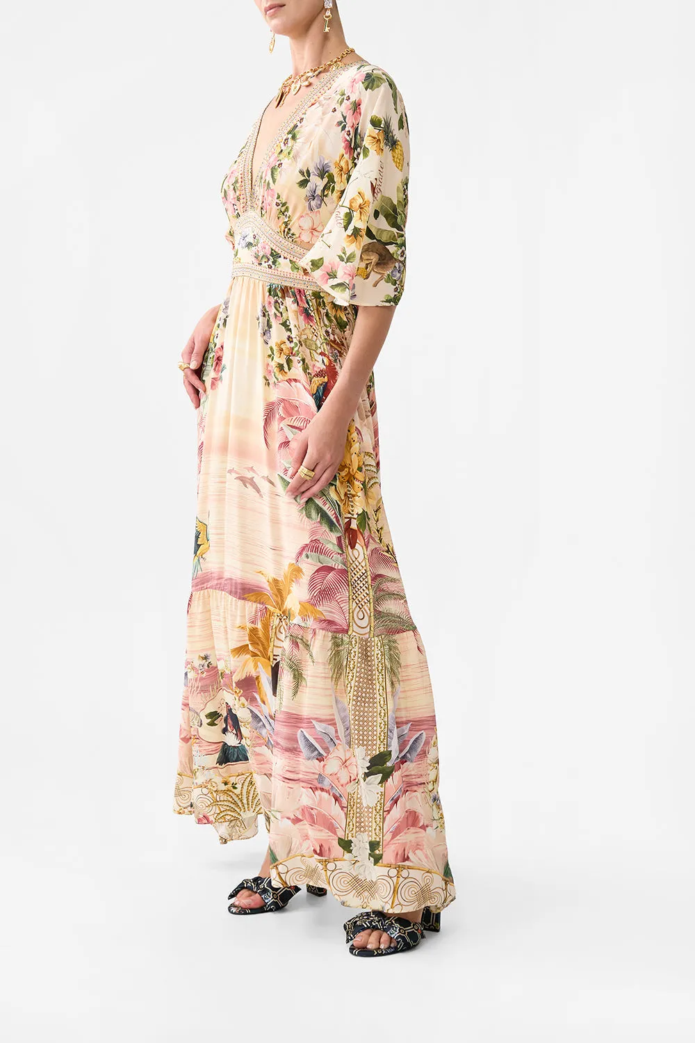 WAISTED DRESS WITH HEM RUFFLE WELCOME TO THE WHITE LOTUS sold by Camilla product image thumbnail 4