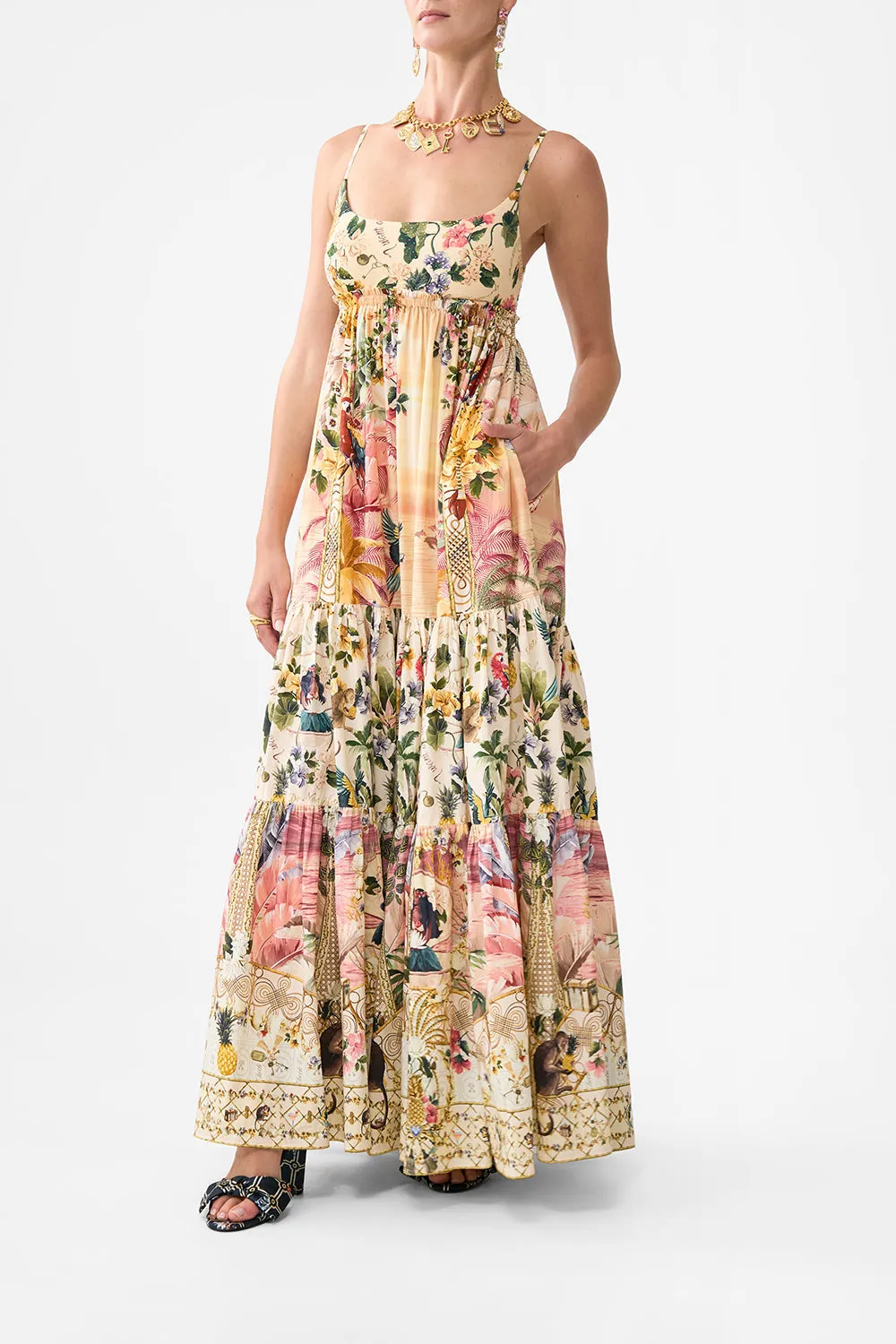 LONG DRESS WITH JERSEY BODICE WELCOME TO THE WHITE LOTUS sold by Camilla product image thumbnail 4