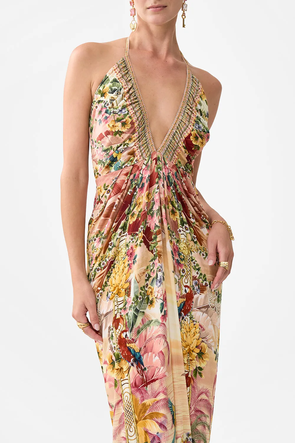 V NECK GATHERED JERSEY DRESS WELCOME TO THE WHITE LOTUS sold by Camilla product image thumbnail 5