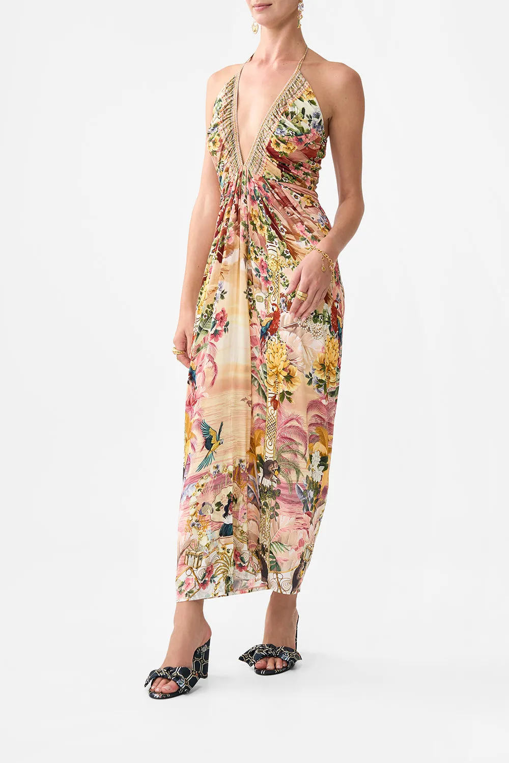 V NECK GATHERED JERSEY DRESS WELCOME TO THE WHITE LOTUS sold by Camilla product image thumbnail 4