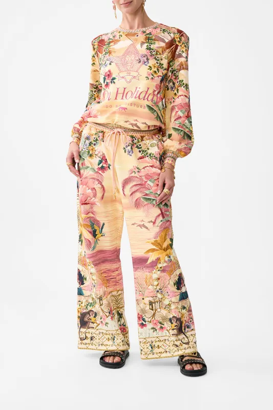 STRAIGHT LEG TRACK PANT WELCOME TO THE WHITE LOTUS sold by Camilla