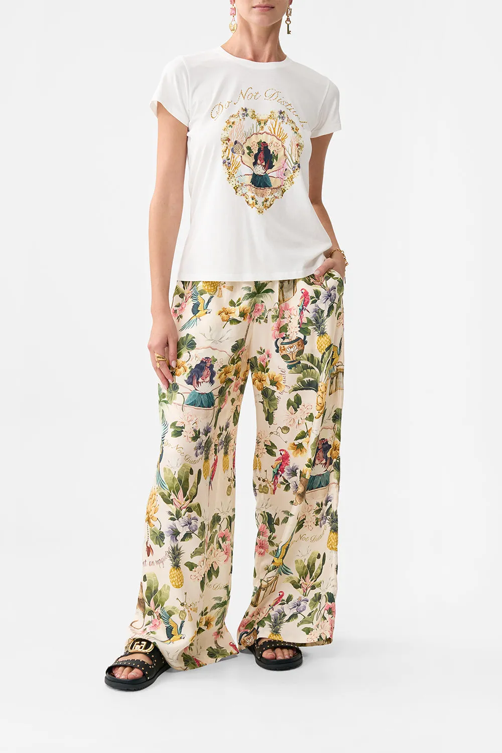 SLIM FIT ROUND NECK T-SHIRT WELCOME TO THE WHITE LOTUS sold by Camilla