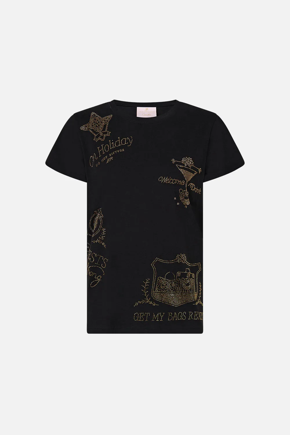 SLIM FIT ROUND NECK T-SHIRT READY FOR MY WELCOME DRINK sold by Camilla product image thumbnail 3