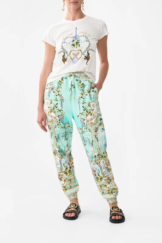 JERSEY TRACK PANT WITH SILK DETAILS VENUS ON A VESPA sold by Camilla