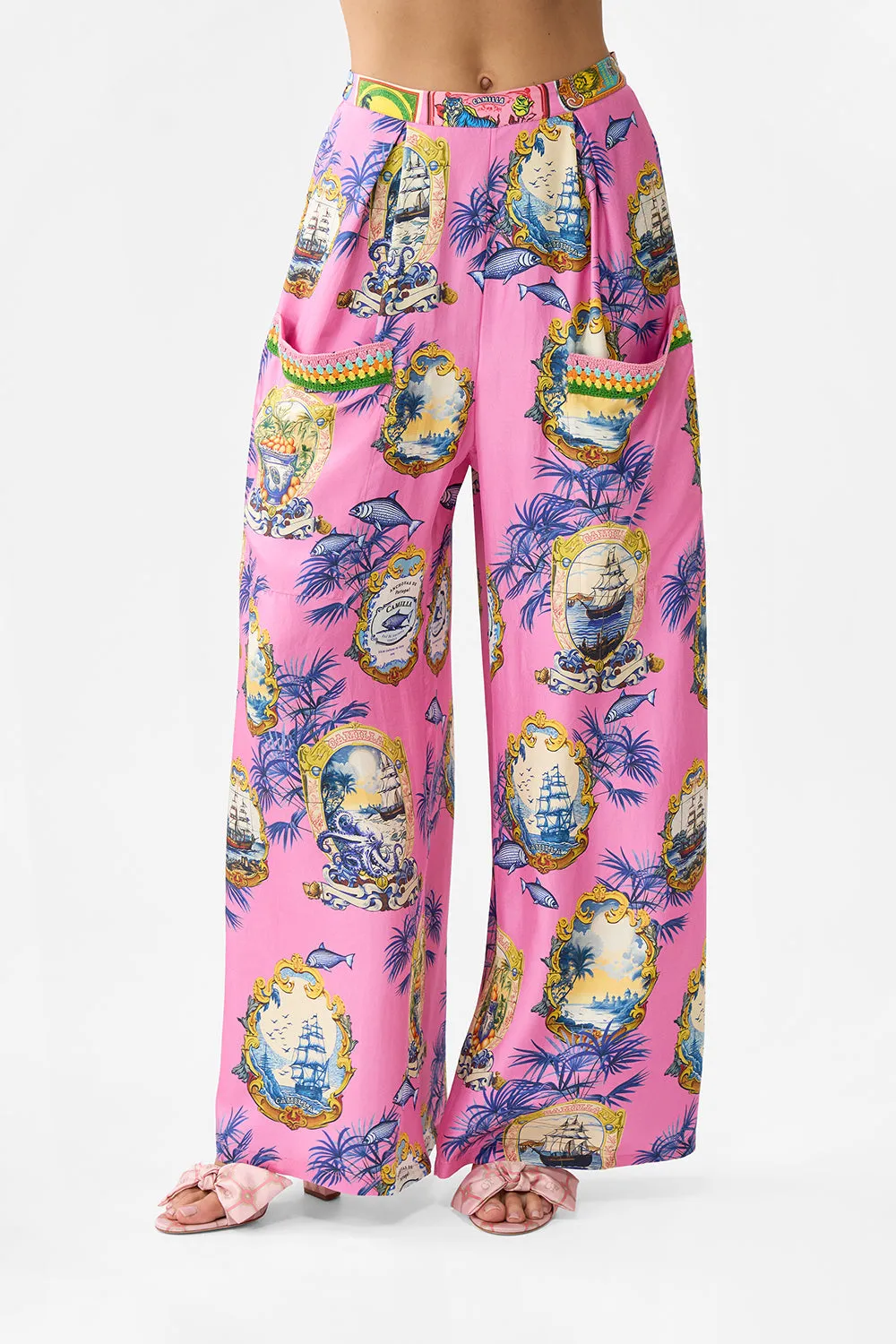 WIDE LEG TROUSER WITH FRONT POCKETS SALTY SPLENDOUR sold by Camilla product image thumbnail 5