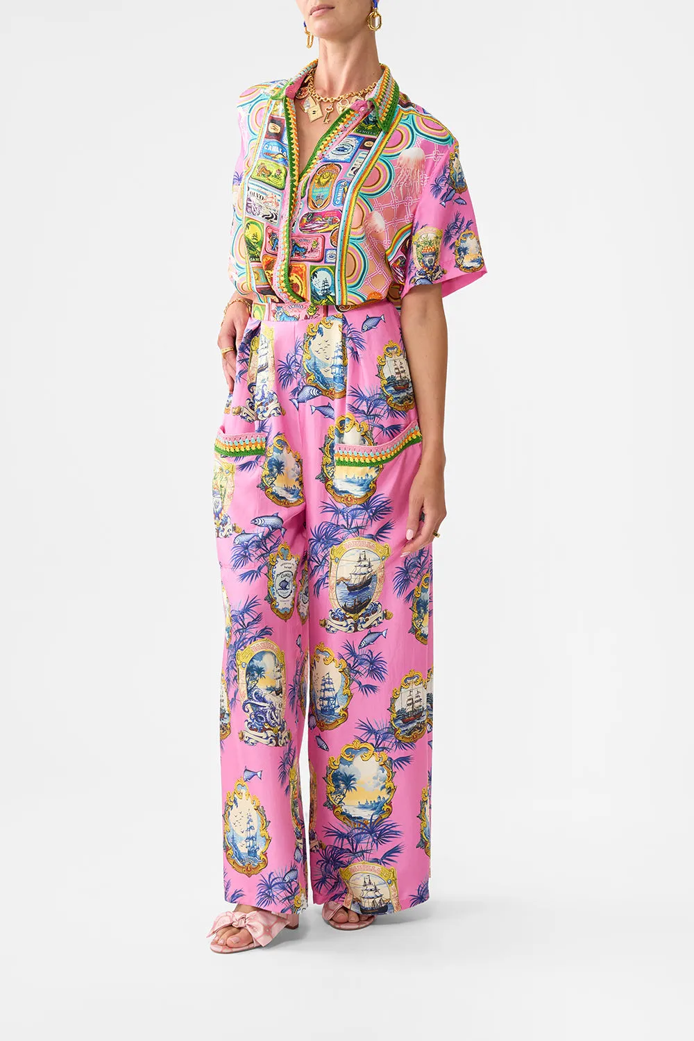 WIDE LEG TROUSER WITH FRONT POCKETS SALTY SPLENDOUR sold by Camilla product image thumbnail 4