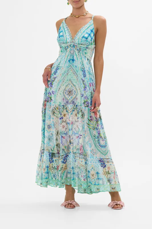 BEAD STRAP GATHERED PANEL DRESS SUNRISE IN SINTRA sold by Camilla