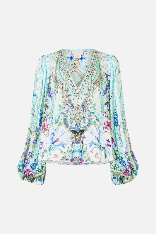 V-NECK BLOUSON SLEEVE BLOUSE SUNRISE IN SINTRA sold by Camilla