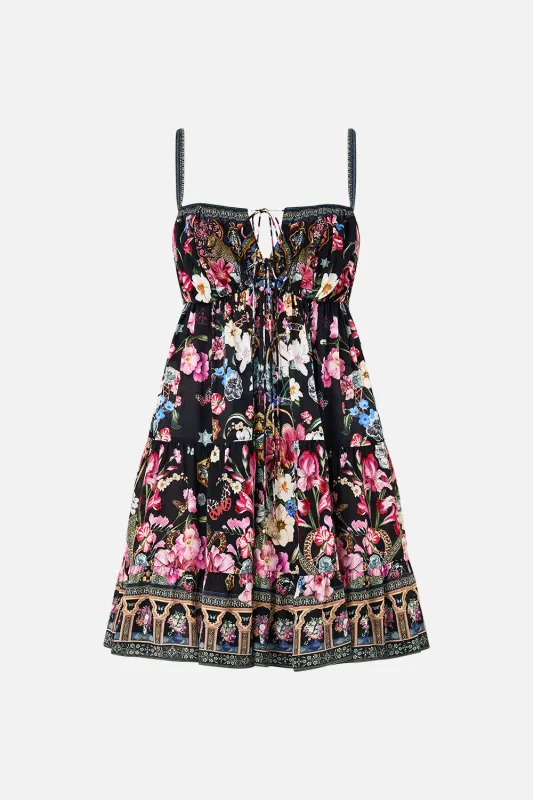 GATHERED BUST TIERED MINI DRESS MIDNIGHT IN MONSERRATE sold by Camilla