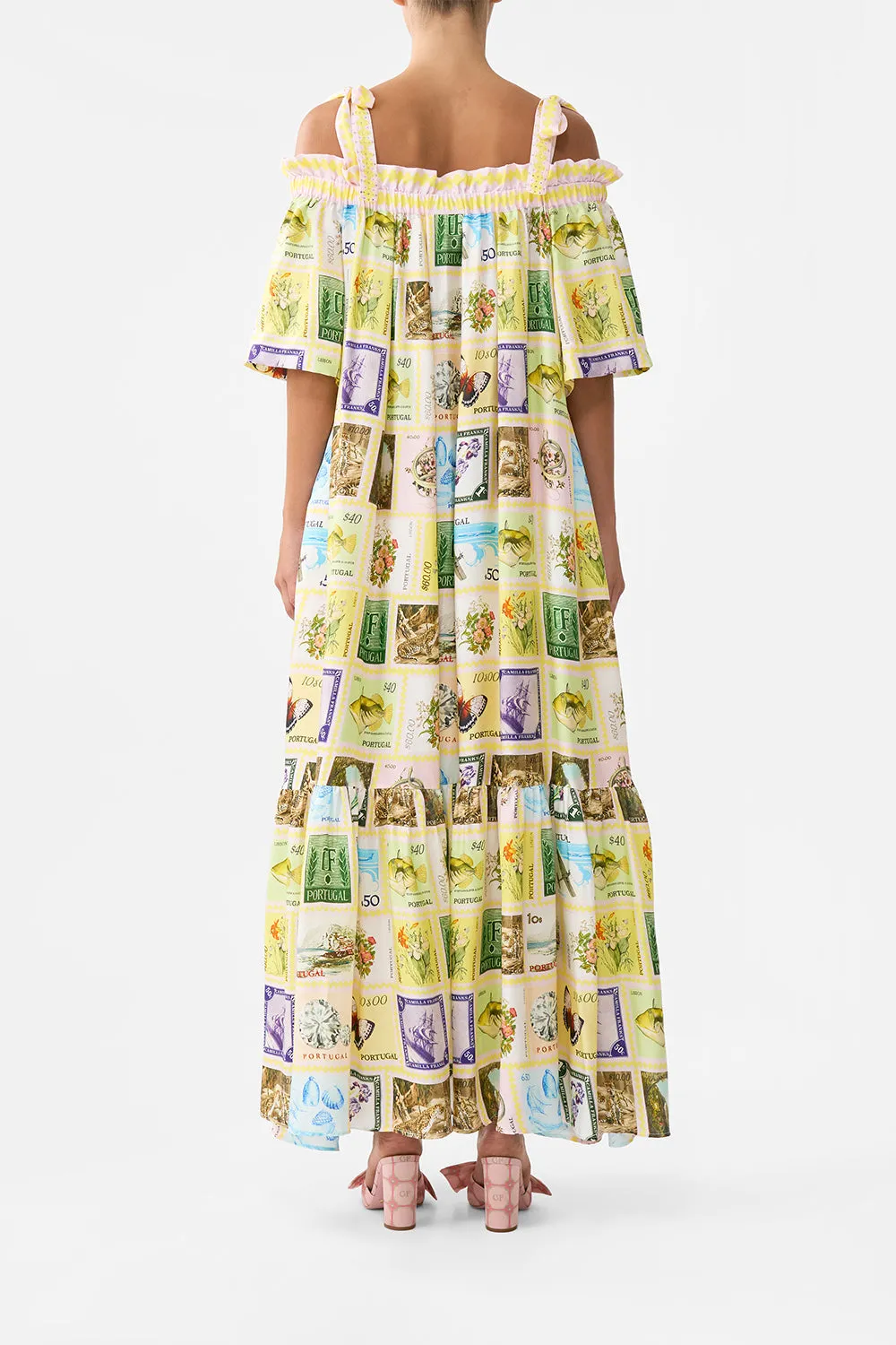 LONG OFF SHOULDER FRILL DRESS WITH STRAPS WITH LOVE FROM LISBON sold by Camilla product image thumbnail 2