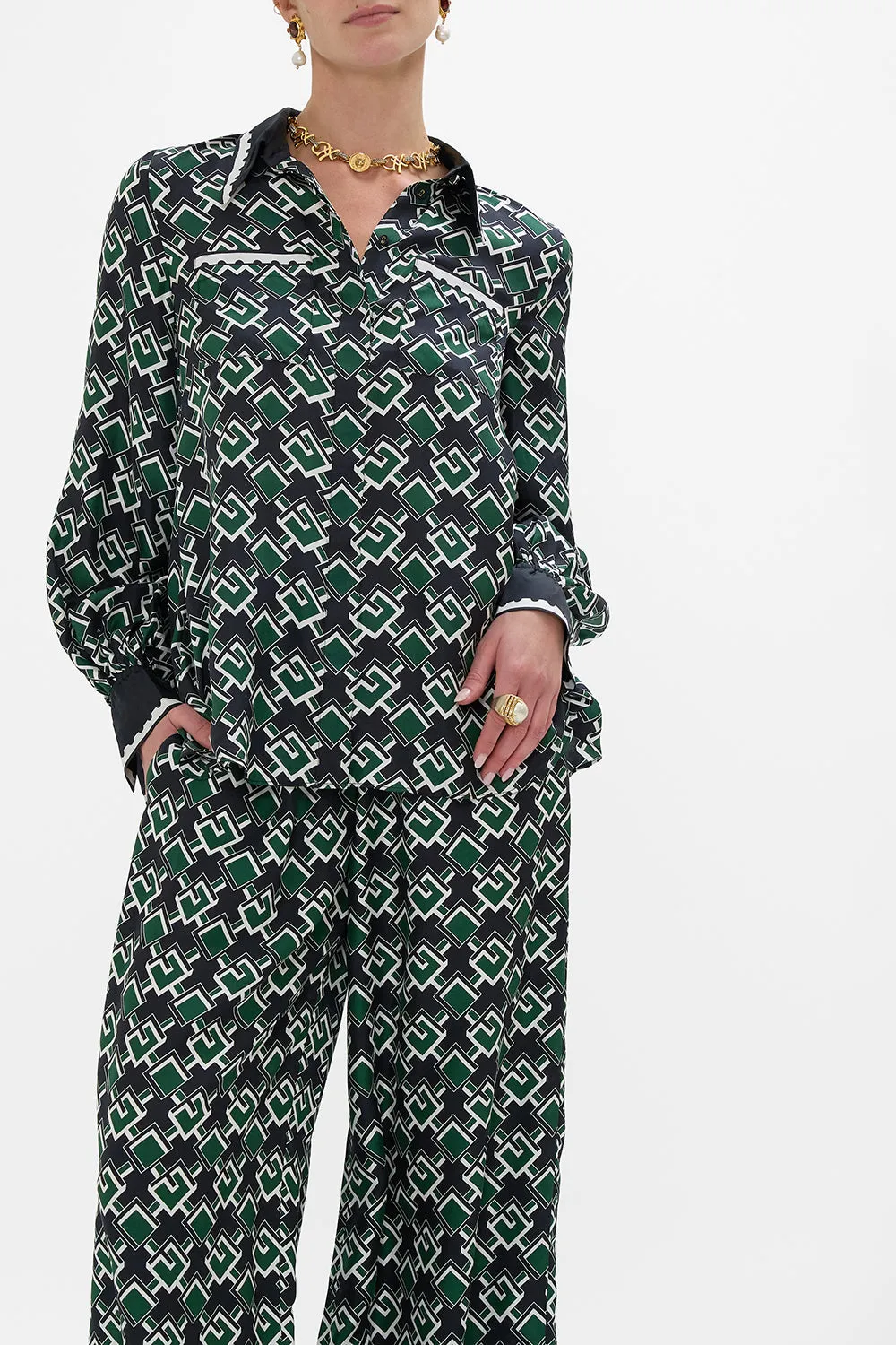 CURVED COLLAR BLOUSE WITH POCKETS MY PORTO PEN PAL sold by Camilla product image thumbnail 5