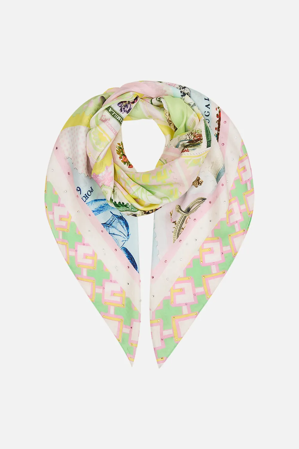 LARGE SQUARE SCARF WITH LOVE FROM LISBON sold by Camilla