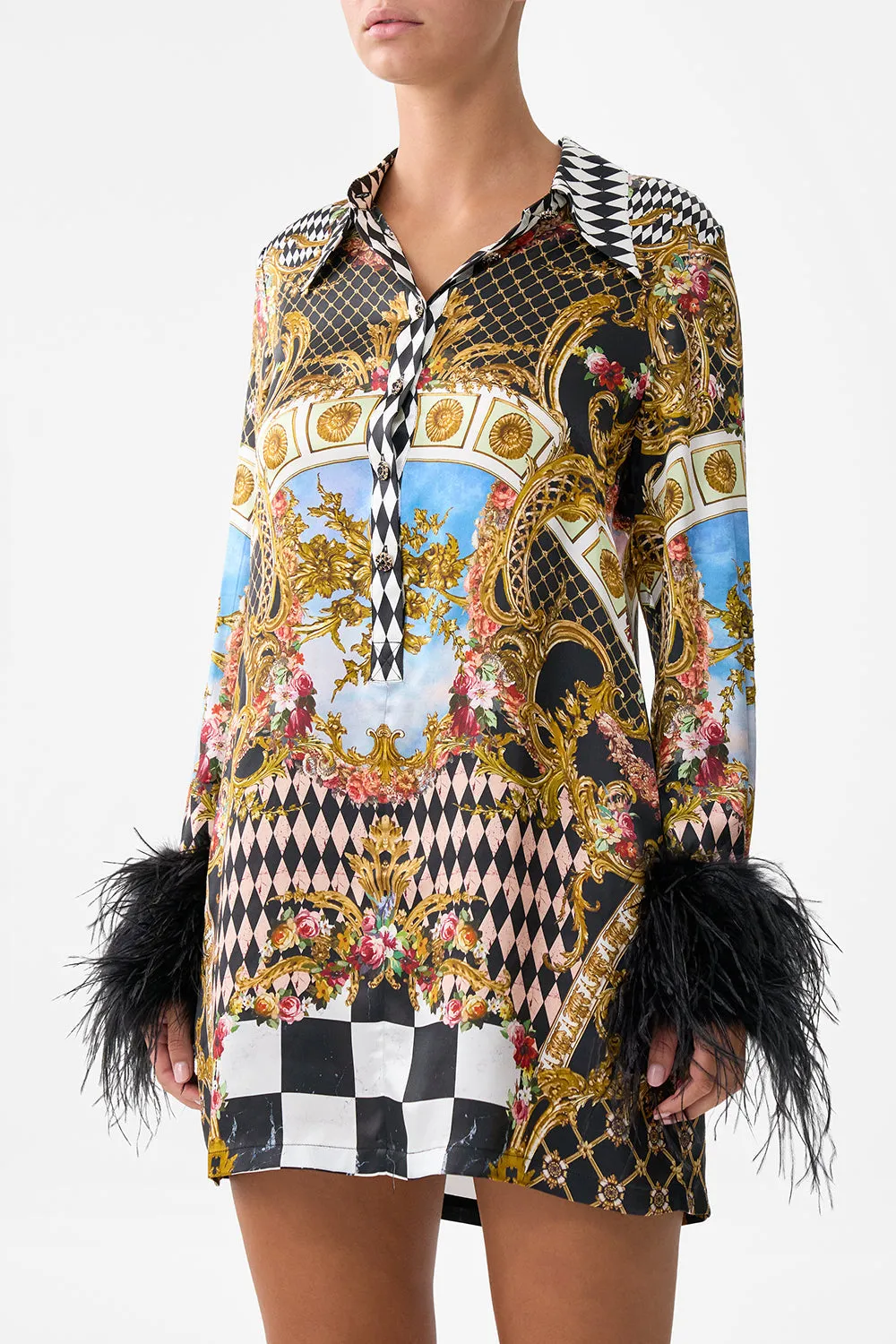 MINI SHIRT DRESS WITH FEATHERS MONARCHY MANIA sold by Camilla product image thumbnail 5