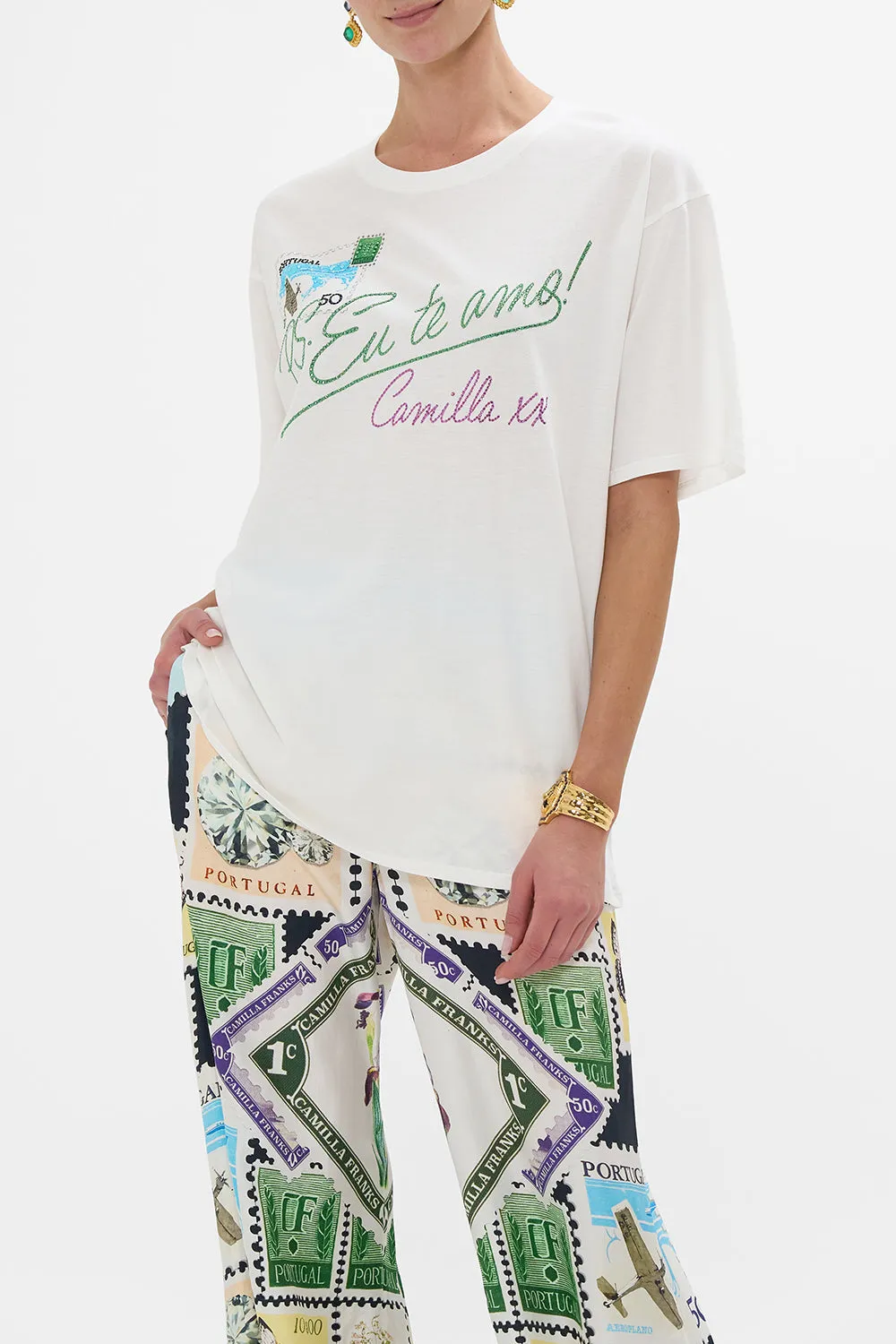 OVERSIZED BAND TEE - WHITE MY PORTO PEN PAL sold by Camilla product image thumbnail 5