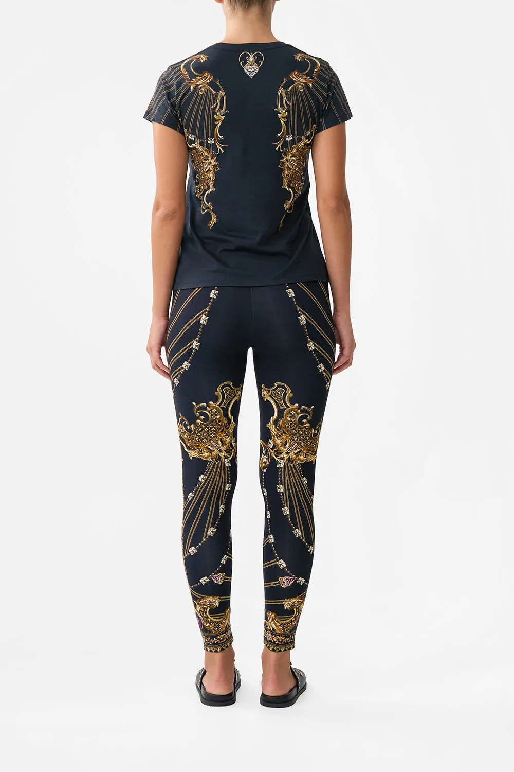 SLIM FIT ROUND NECK T-SHIRT - BLACK BAROQUE AROUND THE CLOCK sold by Camilla product image thumbnail 2