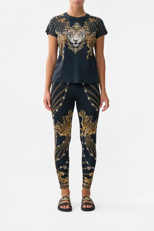 SLIM FIT ROUND NECK T-SHIRT - BLACK BAROQUE AROUND THE CLOCK sold by Camilla