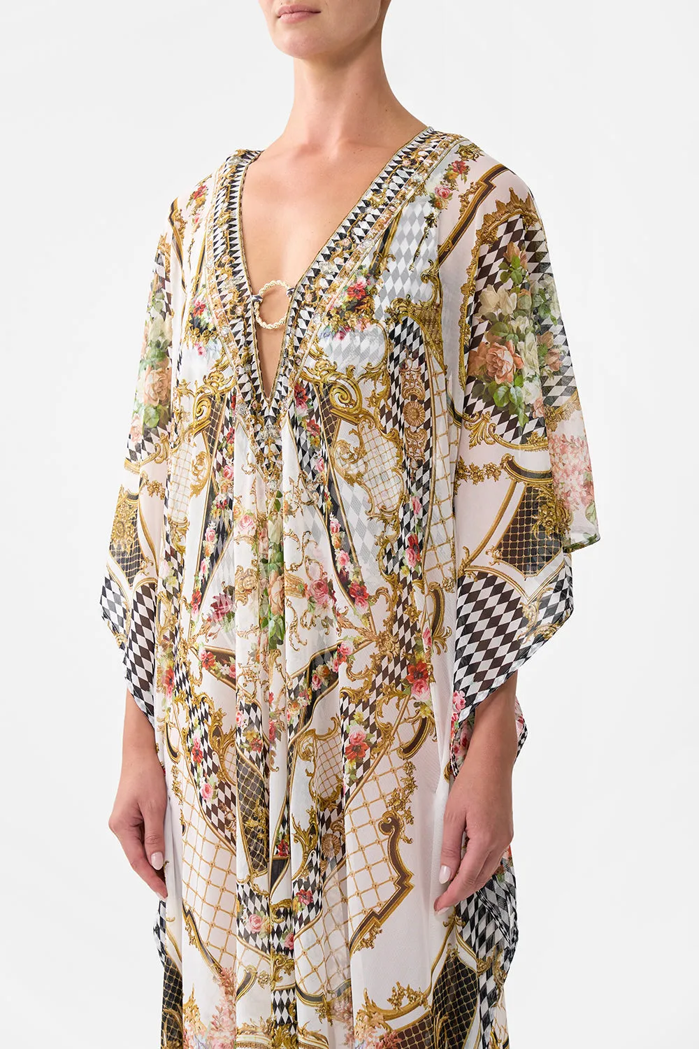 STRETCH MESH KAFTAN WITH TRIM ROCOCO GLOW sold by Camilla product image thumbnail 5