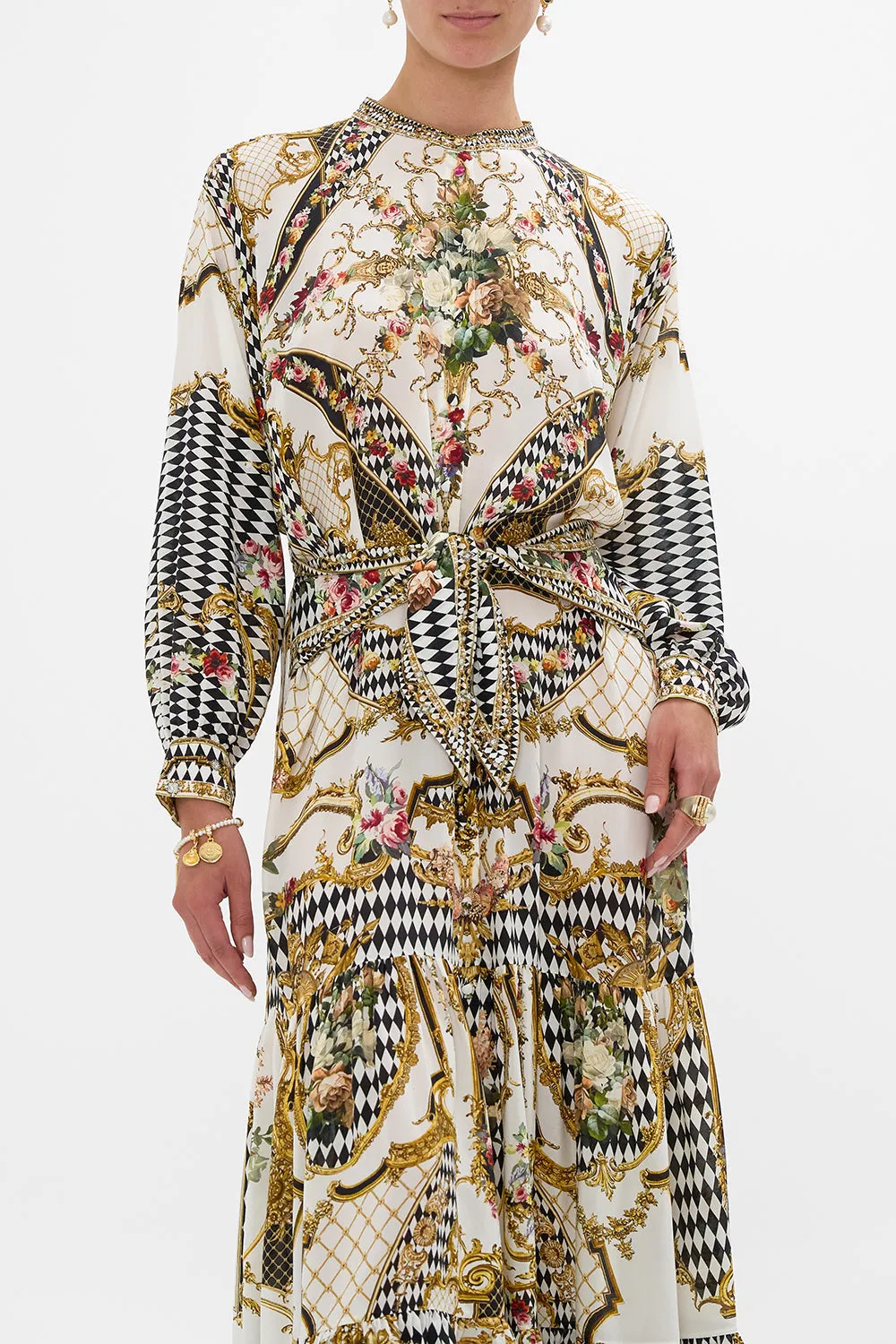 TIERED SHIRTDRESS WITH WIDE WAIST TIE ROCOCO GLOW sold by Camilla product image thumbnail 5