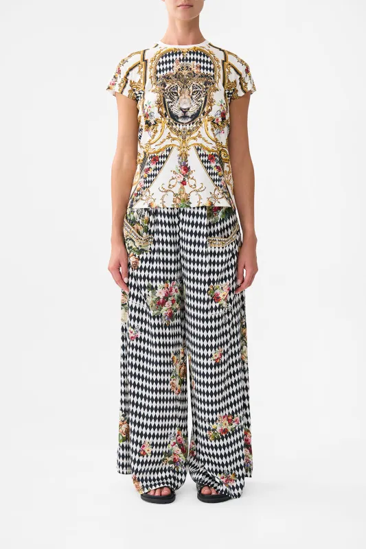 SLIM FIT ROUND NECK T-SHIRT - WHITE/GOLD ROCOCO GLOW sold by Camilla