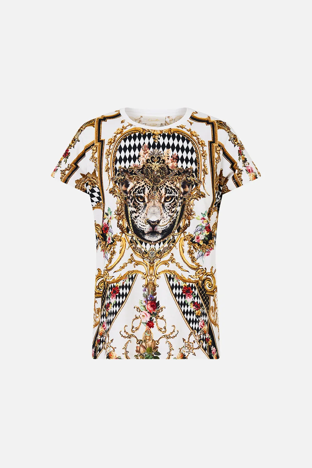 SLIM FIT ROUND NECK T-SHIRT - WHITE/GOLD ROCOCO GLOW sold by Camilla product image thumbnail 3