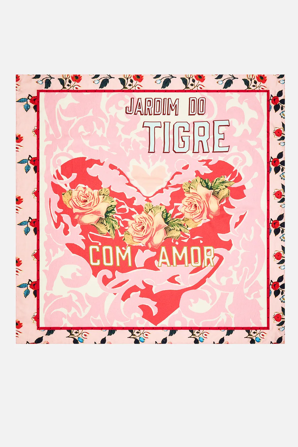 LARGE CRYSTALLED SILK SQUARE SCARF PINK PORTO sold by Camilla product image thumbnail 2