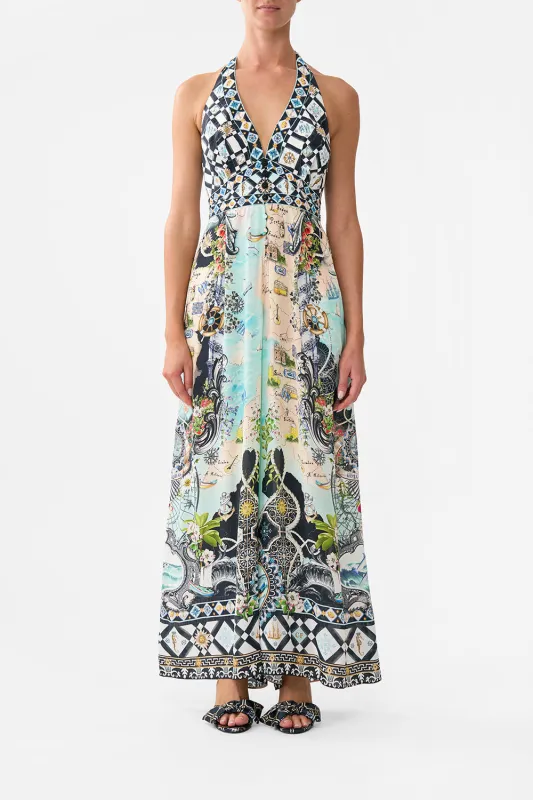 HALTERNECK JUMPSUIT WITH TIE NECK FOLK AFLOAT sold by Camilla