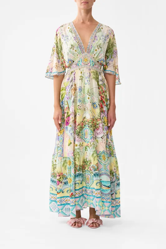 WAISTED DRESS WITH HEM RUFFLE JUST COASTING made by Camilla