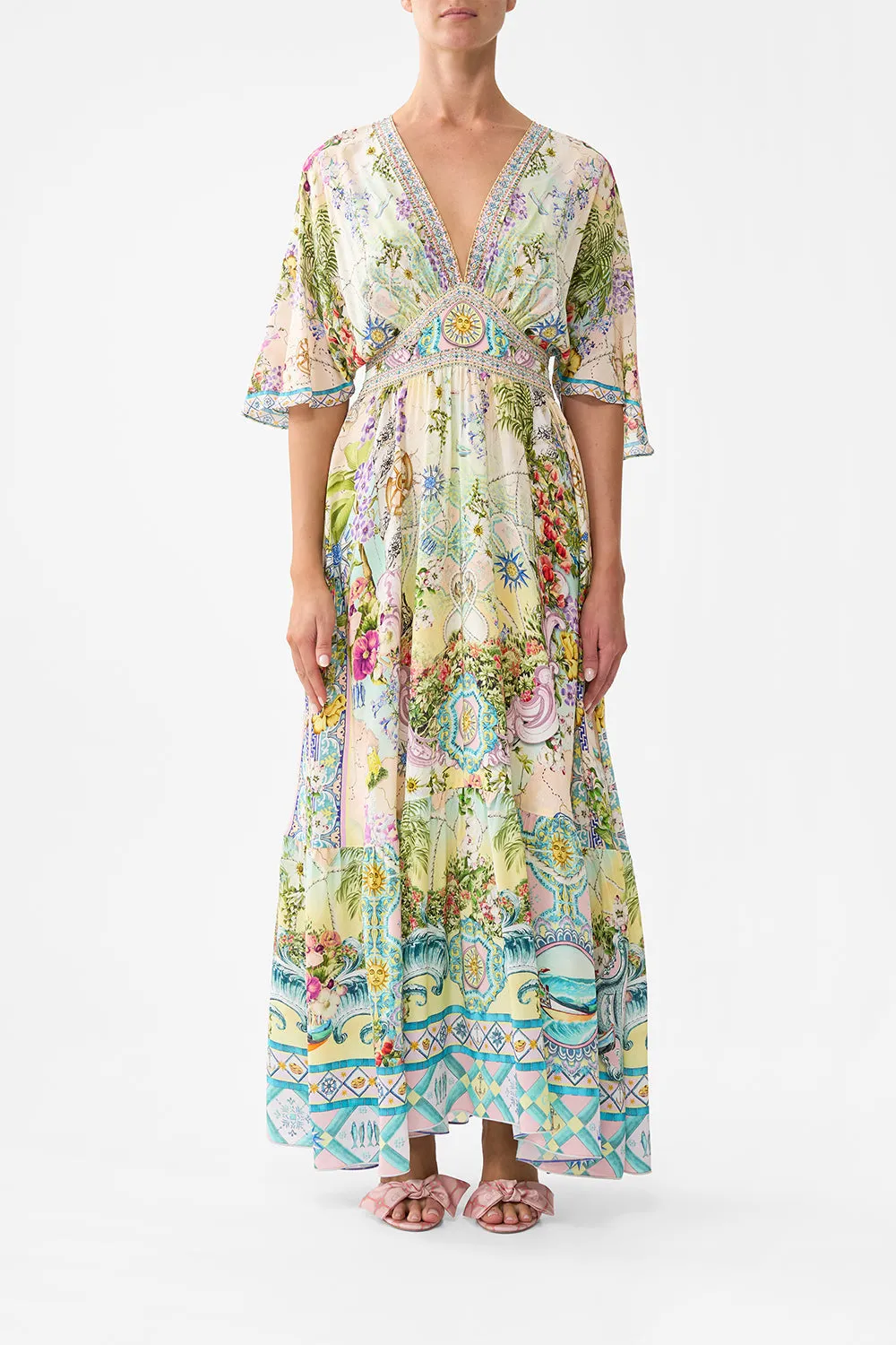 WAISTED DRESS WITH HEM RUFFLE JUST COASTING sold by Camilla