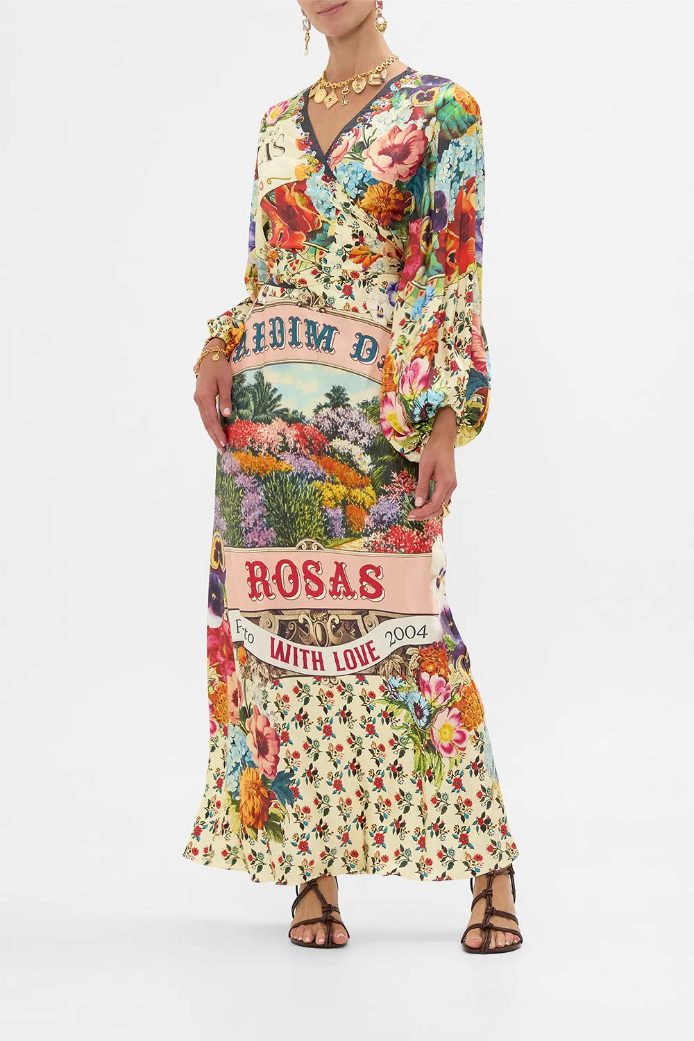 BLOUSON SLEEVE BIAS DRESS AROMATIC AMOR sold by Camilla