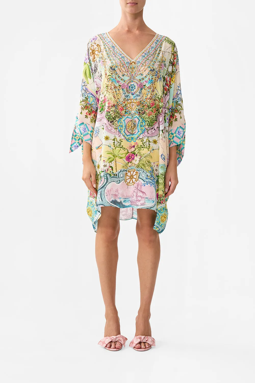 TIE SLEEVE SHORT V NECK KAFTAN JUST COASTING sold by Camilla