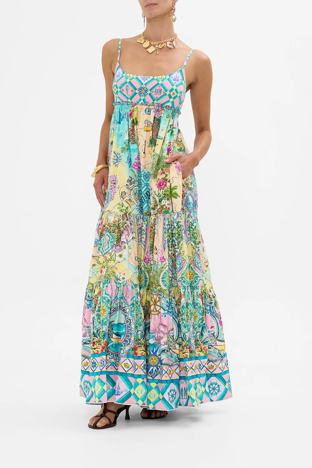 LONG DRESS WITH JERSEY BODICE JUST COASTING sold by Camilla product image thumbnail 4