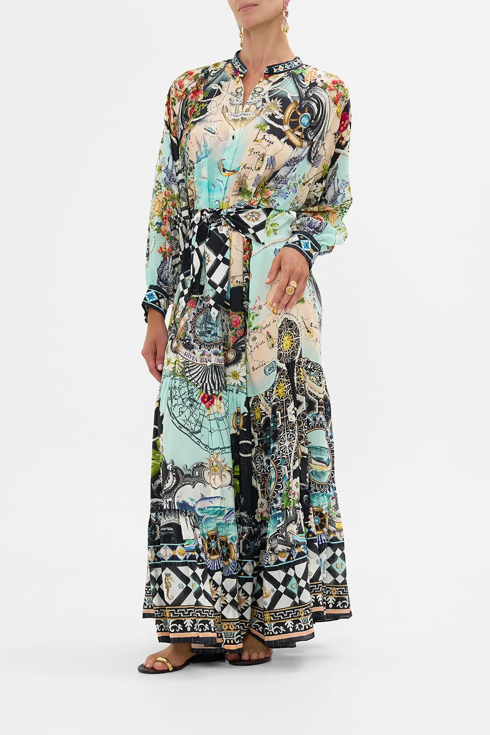 TIERED SHIRTDRESS WITH WIDE WAIST TIE FOLK AFLOAT sold by Camilla product image thumbnail 4