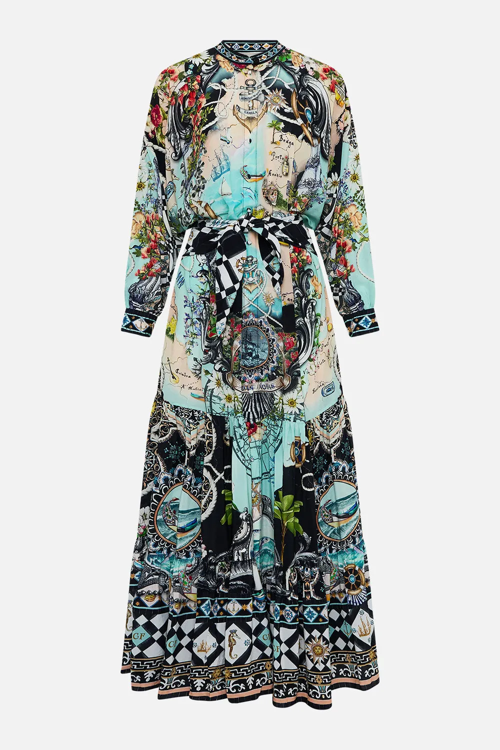 TIERED SHIRTDRESS WITH WIDE WAIST TIE FOLK AFLOAT sold by Camilla product image thumbnail 3