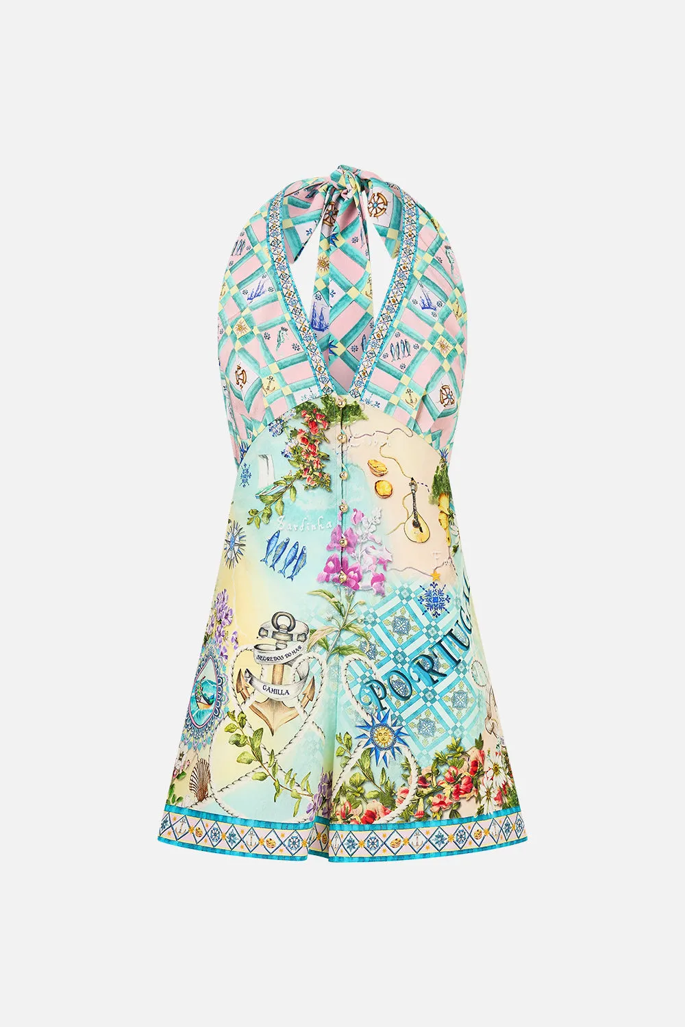 BUTTON FRONT HALTER PLAYSUIT JUST COASTING sold by Camilla product image thumbnail 3