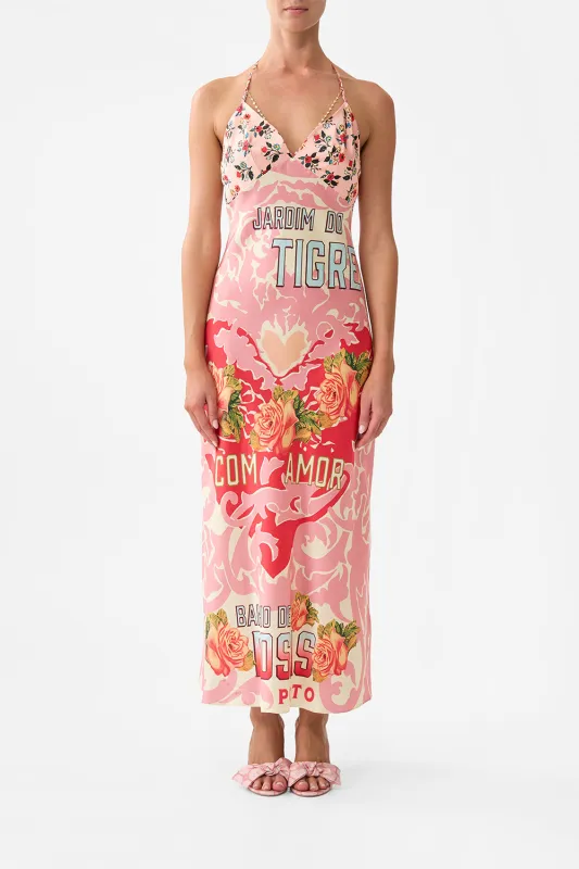 CHAIN DETAIL SLIP DRESS PINK PORTO sold by Camilla