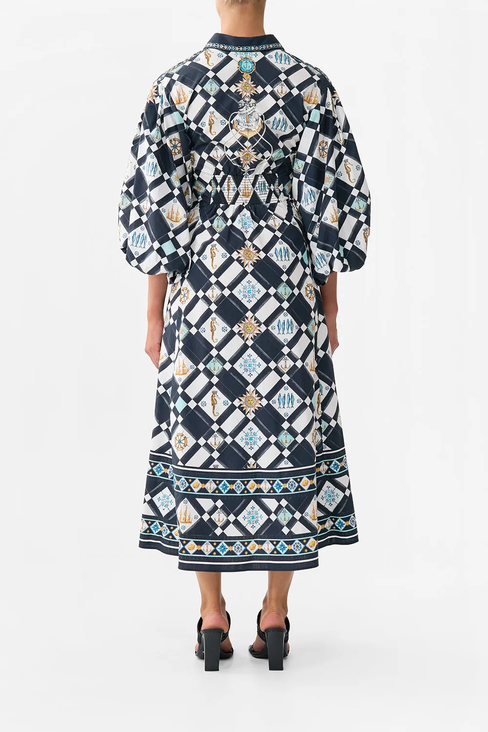 WAIST TIE SHIRT DRESS WITH BUBBLE SLEEVE FOLK AFLOAT sold by Camilla product image thumbnail 2