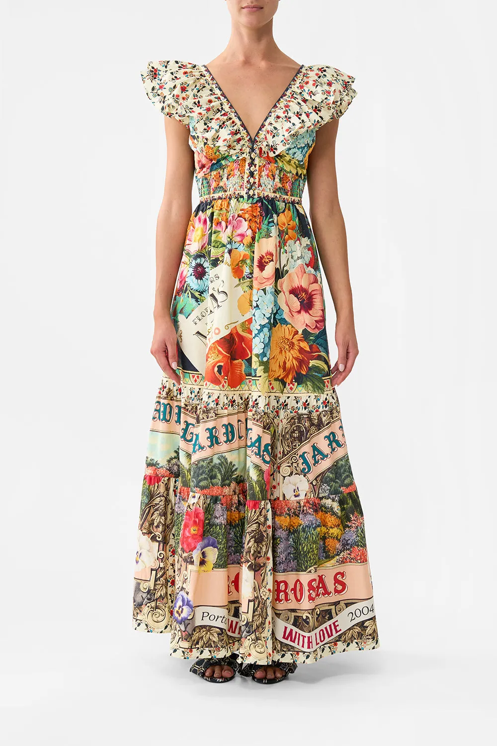 TIERED DRESS WITH NECK FRILL AROMATIC AMOR sold by Camilla