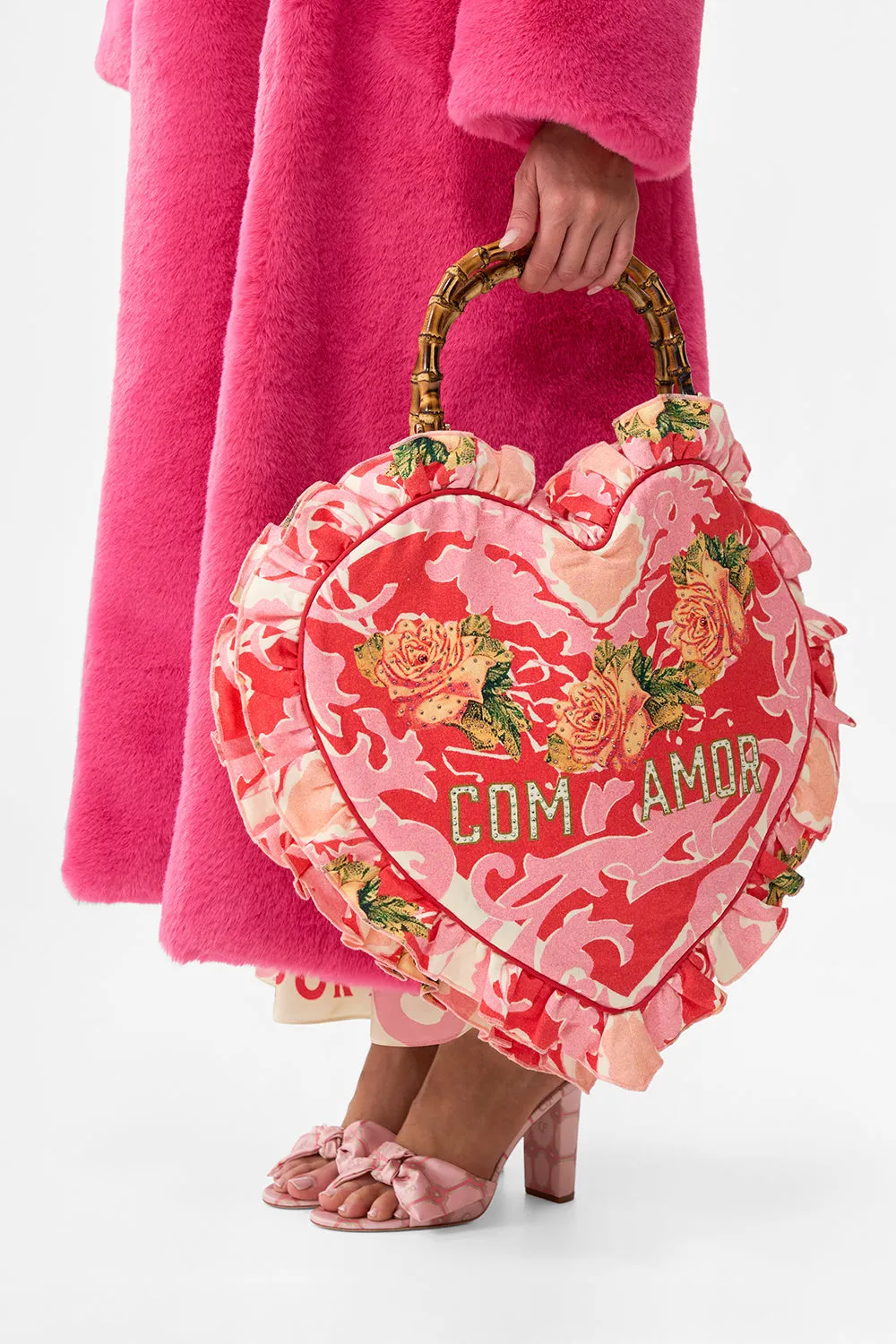 OVERSIZED HEART FRILL EDGE TOTE PINK PORTO sold by Camilla product image thumbnail 5