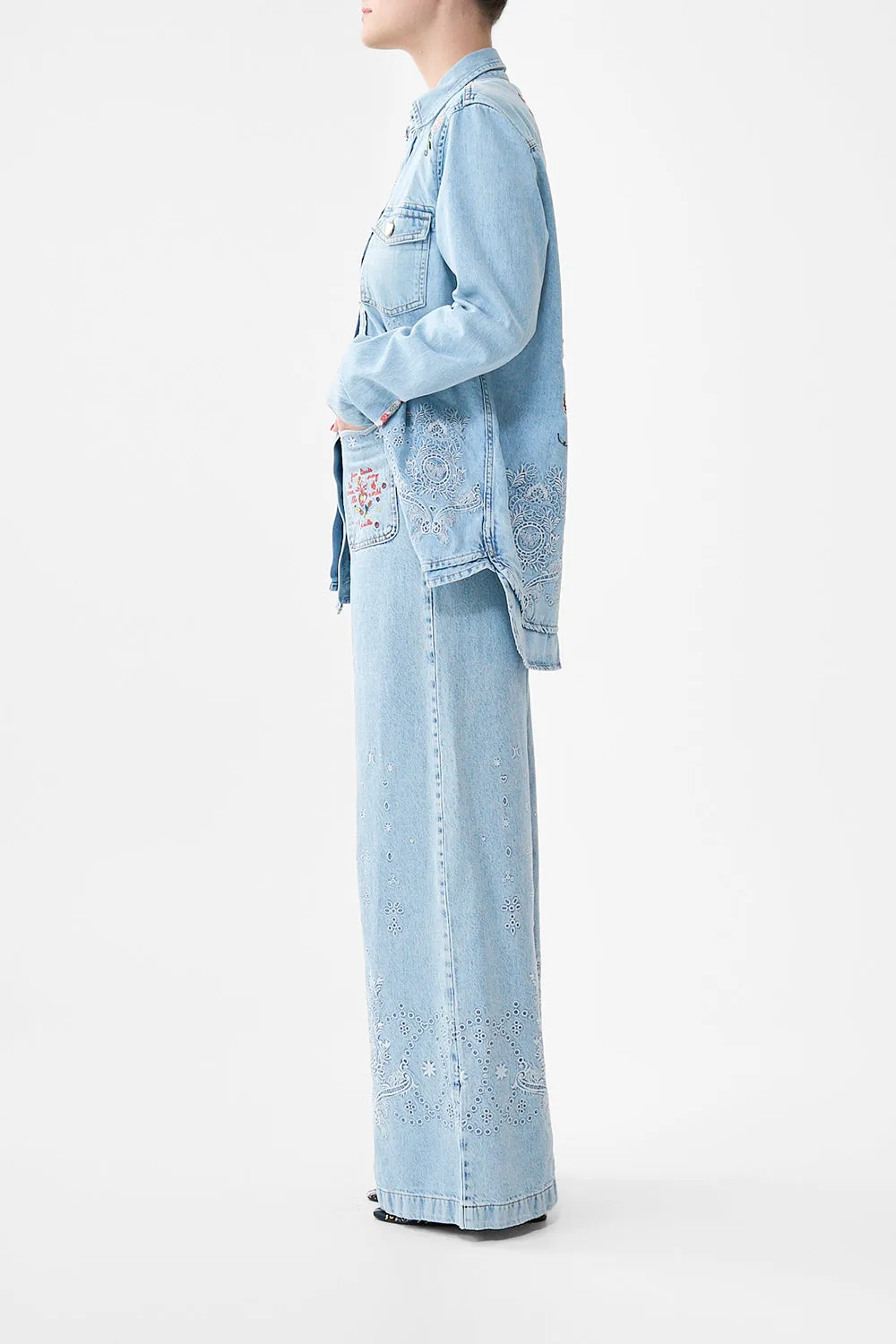 LUNA KITSCH STITCH HIGH RISE WIDE LEG JEAN DENIM sold by Camilla product image thumbnail 4