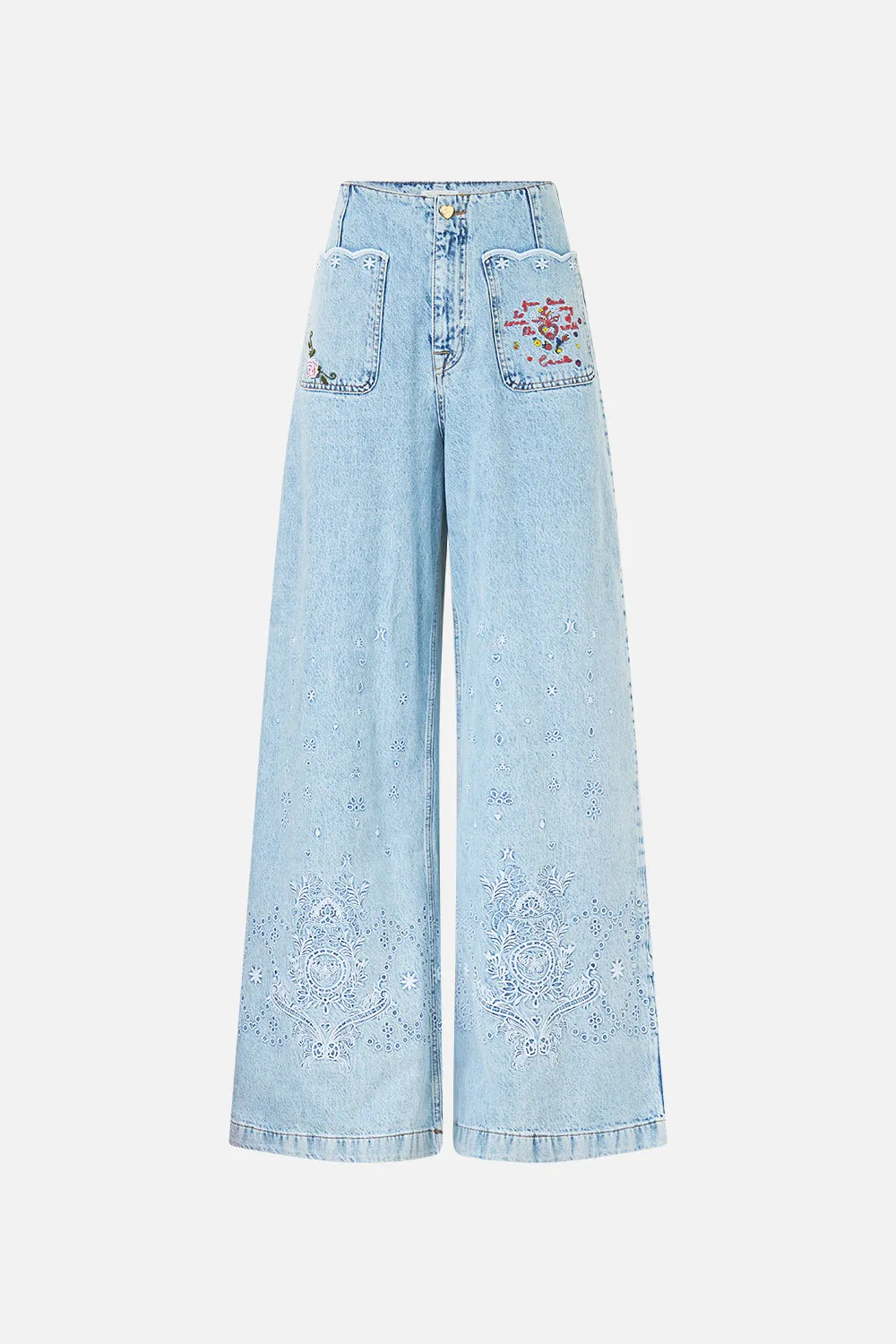 LUNA KITSCH STITCH HIGH RISE WIDE LEG JEAN DENIM sold by Camilla product image thumbnail 3