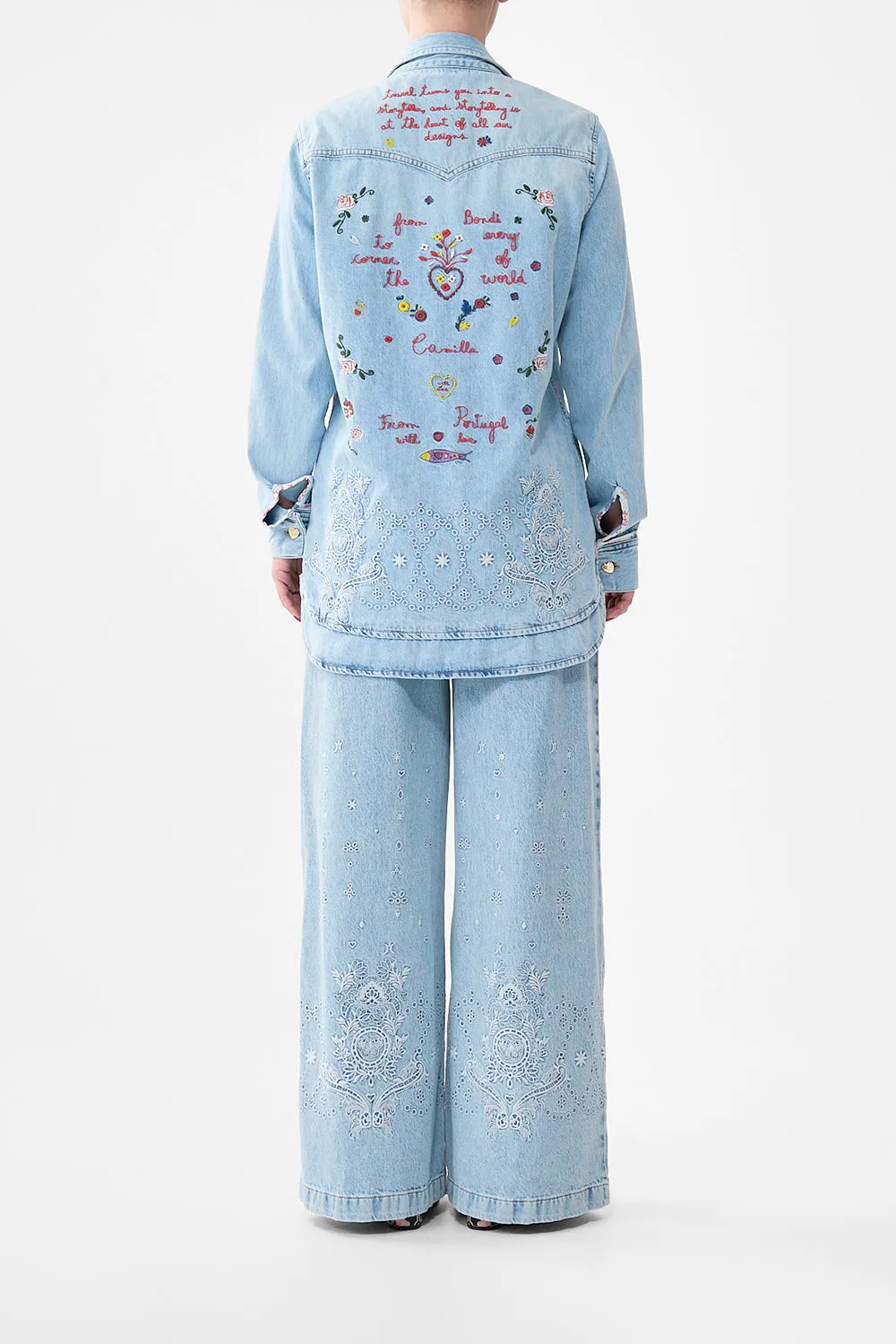 LUNA KITSCH STITCH HIGH RISE WIDE LEG JEAN DENIM sold by Camilla product image thumbnail 2