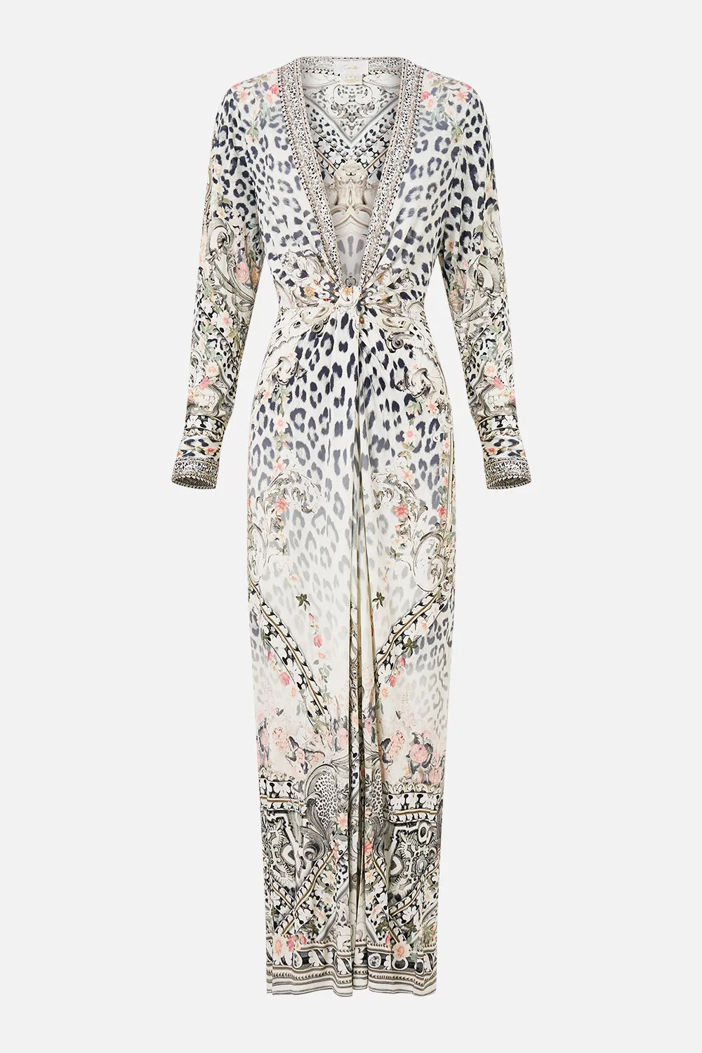 LONG V NECK TWIST FRONT JERSEY DRESS MARBLE HEAVEN sold by Camilla product image thumbnail 3