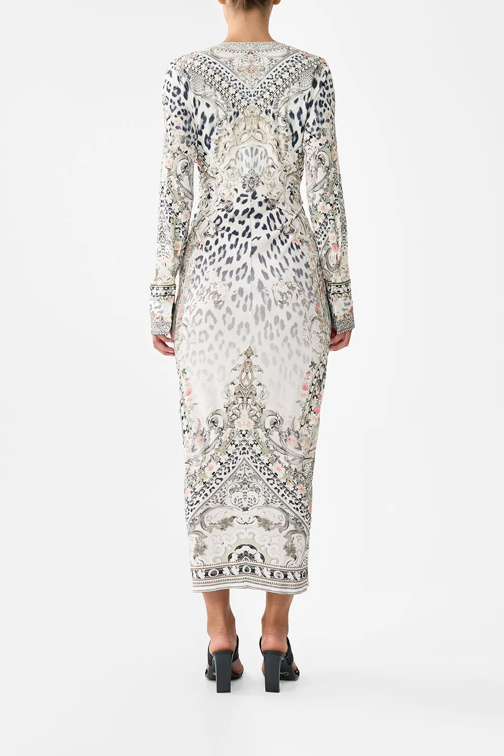 LONG V NECK TWIST FRONT JERSEY DRESS MARBLE HEAVEN sold by Camilla product image thumbnail 2