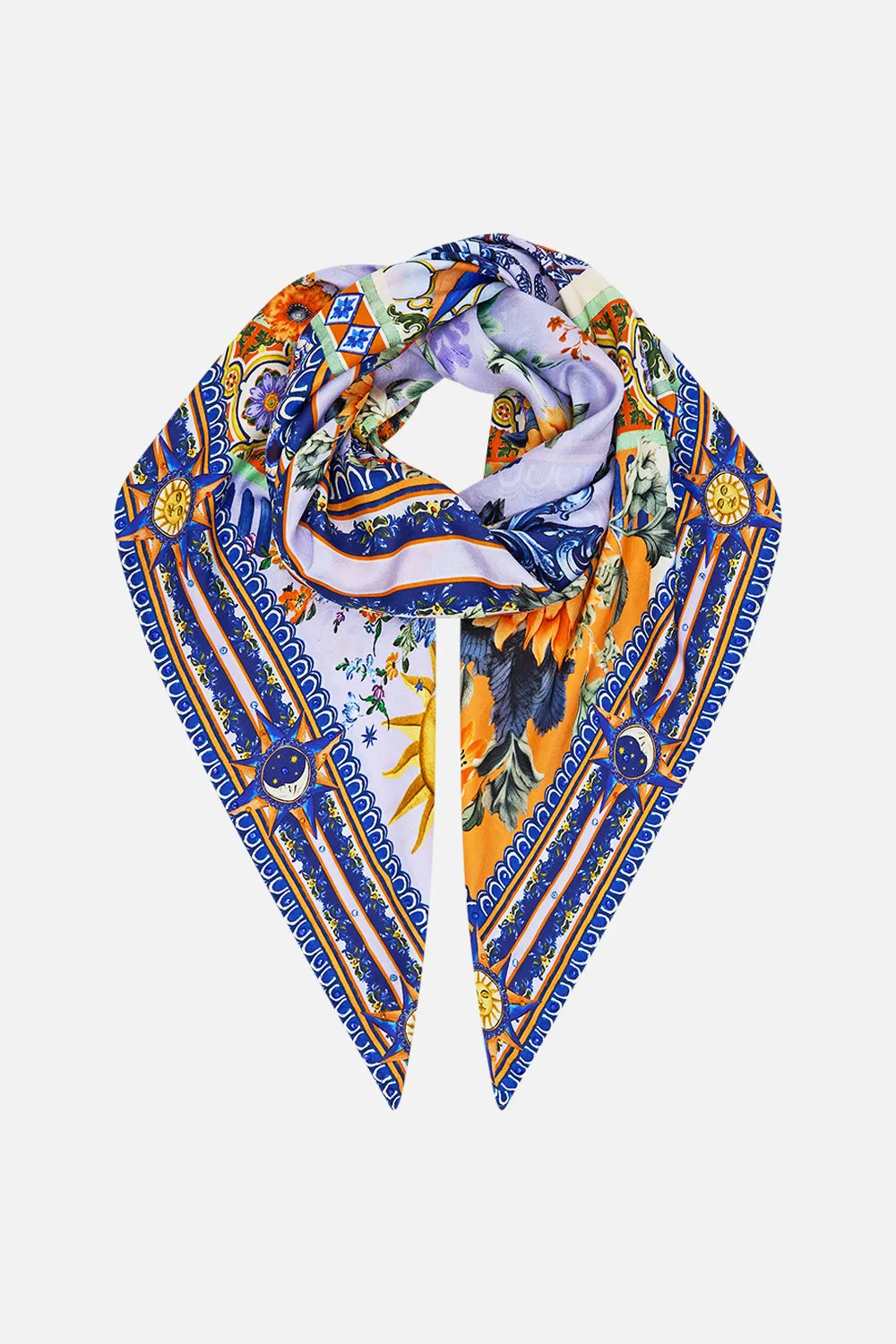 LARGE CRYSTALLED SILK SQUARE SCARF LUSCIOUS IN LISBON sold by Camilla