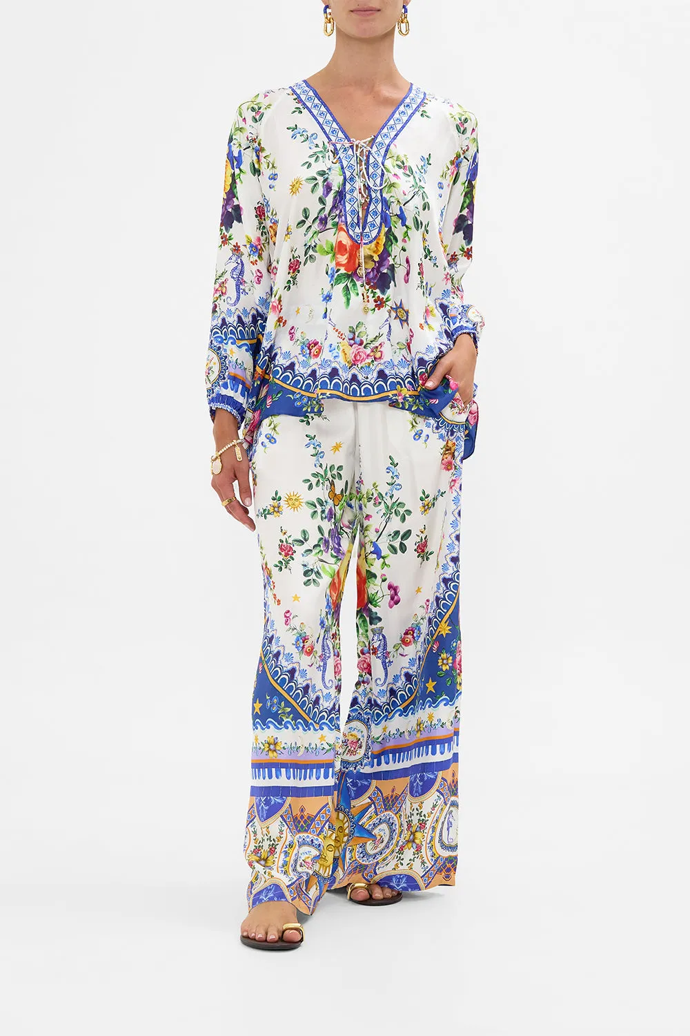 LACE UP BLOUSE TILES DARLS sold by Camilla