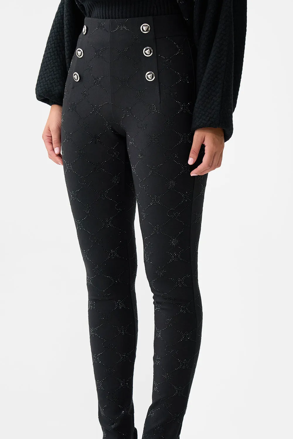 BUTTON EMBELLISHED PONTE PANT SOLID BLACK sold by Camilla product image thumbnail 5