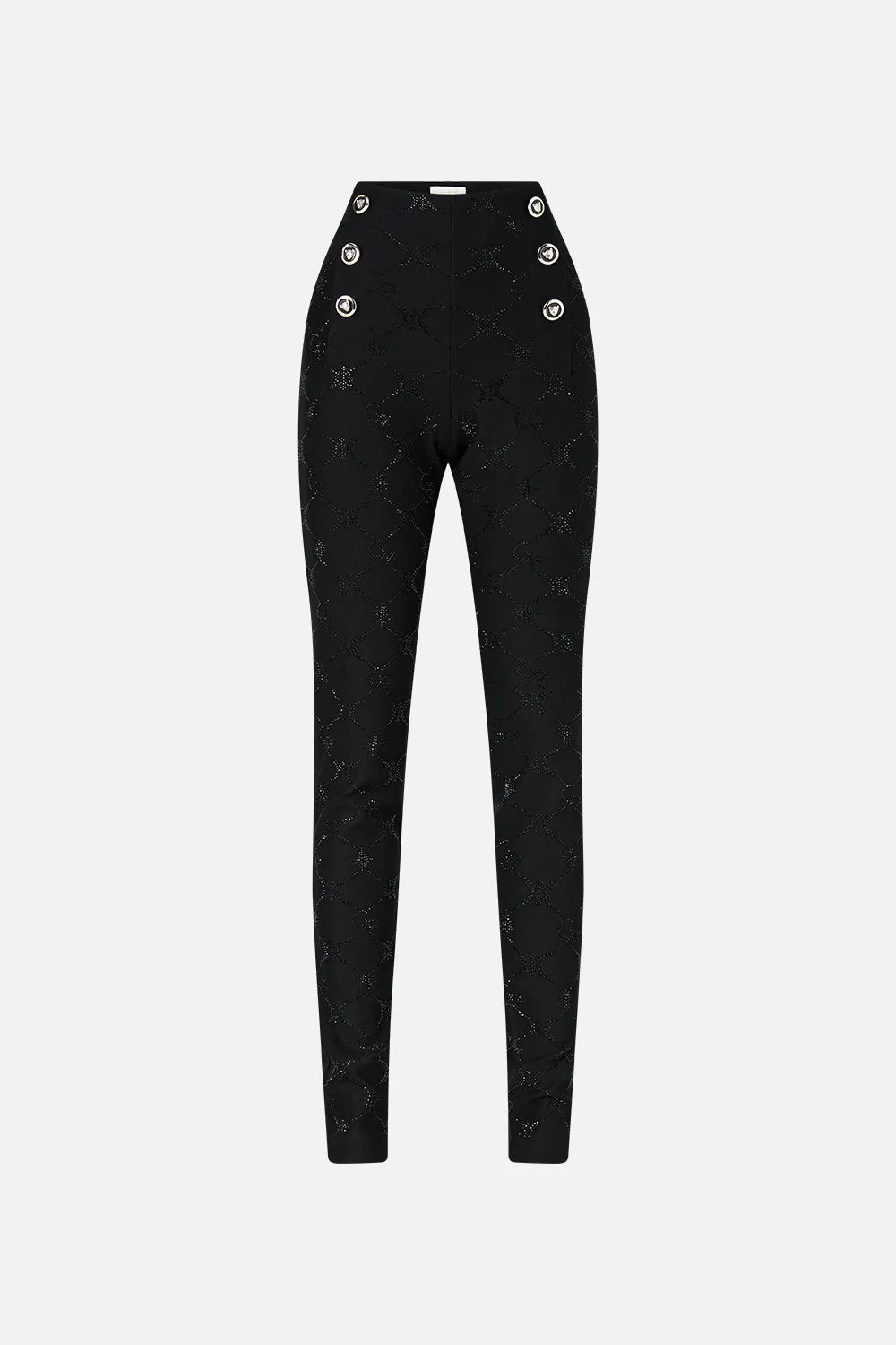 BUTTON EMBELLISHED PONTE PANT SOLID BLACK sold by Camilla product image thumbnail 3