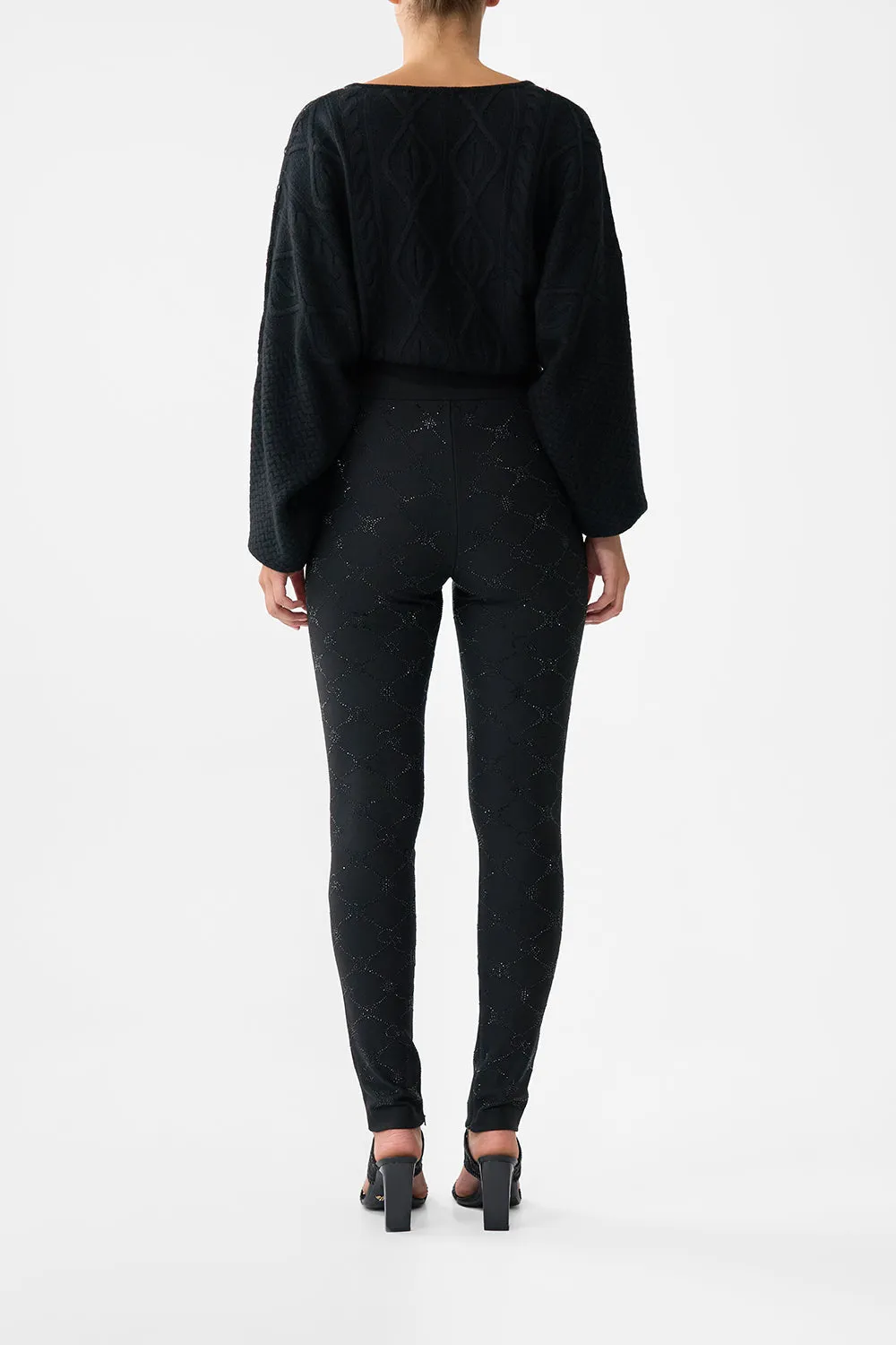 BUTTON EMBELLISHED PONTE PANT SOLID BLACK sold by Camilla product image thumbnail 2